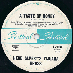 Herb Alpert & The Tijuana Brass A Taste Of Honey / Love Potion Number Nine USED VINYL 7INCH 45 RPM SINGLE