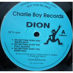 Dion No Getting Over You USED VINYL 12INCH 33 S RPM PROMO
