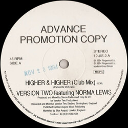 Version Two / Norma Lewis Higher & Higher USED VINYL 12INCH PROMO