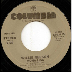 Willie Nelson Mona Lisa / Angel Flying Too Close To The Ground USED VINYL 7INCH 45 RPM SINGLE STYRENE STEREO