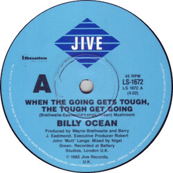 Billy Ocean When The Going Gets Tough, The Tough Get Going USED VINYL 7INCH 45 RPM SINGLE