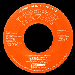 Sunburst (10) Theme From Paramount TV Series Mork & Mindy (Mork & Mindy Rock) USED VINYL 7INCH 45 RPM PROMO