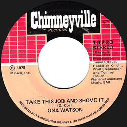 Ona Watson Take This Job And Shove It / Falling In Love Again Vinyl 7" USED