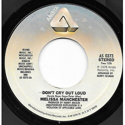 Melissa Manchester Don't Cry Out Loud / We Had This Time VINYL 7" USED