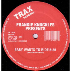 Frankie Knuckles Baby Wants To Ride / Your Love USED VINYL 12INCH 33 S RPM REISSUE