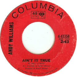 Andy Williams Ain't It True USED VINYL 7INCH 45 RPM SINGLE STYRENE
