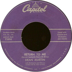 Dean Martin Return To Me USED VINYL 7INCH 45 RPM SINGLE
