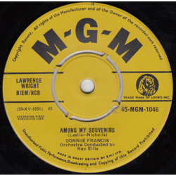 Connie Francis Among My Souvenirs Vinyl 7" USED