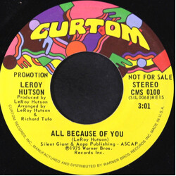 Leroy Hutson All Because Of You USED VINYL 7INCH 45 RPM PROMO STEREO MONO