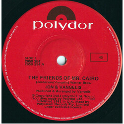 Jon & Vangelis The Friends Of Mr. Cairo USED VINYL 7INCH 45 RPM SINGLE