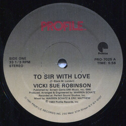 Vicki Sue Robinson To Sir With Love USED VINYL 12INCH 33 S RPM SINGLE STEREO