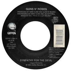 Guns N' Roses Sympathy For The Devil USED VINYL 7INCH 45 RPM SINGLE