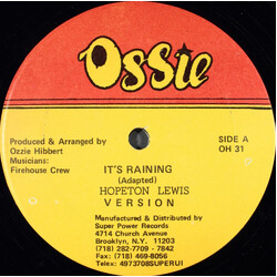 Hopeton Lewis / Bunny General It's Raining / Ready Fi Dance USED VINYL 12INCH 45 RPM