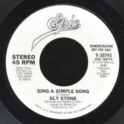 Sly Stone Sing A Simple Song / Dance To The Music USED VINYL 7INCH 45 RPM PROMO STEREO SINGLE