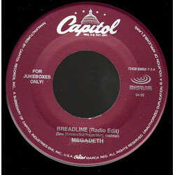 Megadeth Breadline / Crush 'Em USED VINYL 7INCH 45 RPM SINGLE JUKEBOX
