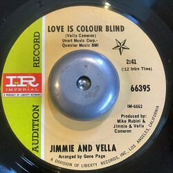 Jimmie & Vella Cameron Love Is Colour Blind / Free Yourself USED VINYL 7INCH 45 RPM PROMO