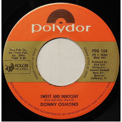 Donny Osmond Sweet And Innocent USED VINYL 7INCH 45 RPM SINGLE REISSUE