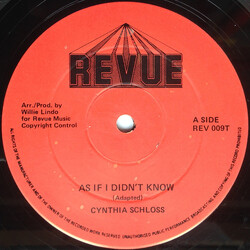 Cynthia Schloss As If I Didn't Know USED VINYL 12INCH 45 RPM SINGLE