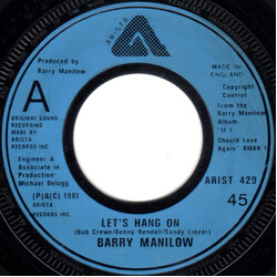 Barry Manilow Let's Hang On USED VINYL 7INCH 45 RPM SINGLE