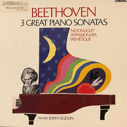 Ludwig van Beethoven / John Ogdon 3 Great Piano Sonatas Vinyl LP USED