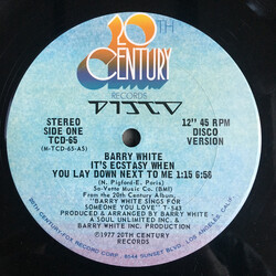 Barry White It's Ecstasy When You Lay Down Next To Me USED VINYL 12INCH 45 RPM