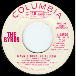 The Byrds Wasn't Born To Follow USED VINYL 7INCH SINGLE PROMO