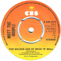 Mott The Hoople The Golden Age Of Rock 'N' Roll USED VINYL 7INCH 45 RPM SINGLE