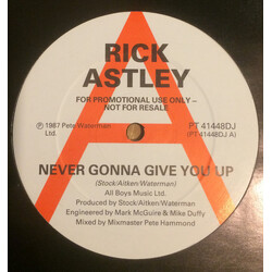 Rick Astley Never Gonna Give You Up USED VINYL 12INCH MAXI-SINGLE PROMO