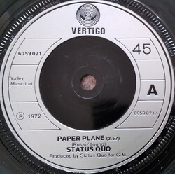 Status Quo Paper Plane USED VINYL 7INCH 45 RPM SINGLE MONO