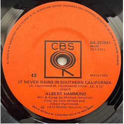 Albert Hammond It Never Rains In Southern California USED VINYL 7INCH 45 RPM SINGLE