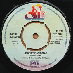 Randy Edelman Concrete And Clay USED VINYL 7INCH 45 RPM SINGLE