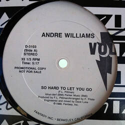 Andre Leslie Williams So Hard To Let You Go USED VINYL 12INCH 33 S RPM SINGLE PROMO STEREO