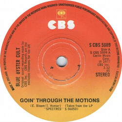 Blue Öyster Cult Goin' Through The Motions USED VINYL 7INCH 45 RPM SINGLE STEREO