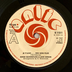 Serge Gainsbourg / Jane Birkin Je T'aime ... Moi Non Plus Vinyl 7" USED