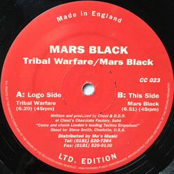 Mars Black Tribal Warfare / Mars Black USED VINYL 12INCH LIMITED EDITION