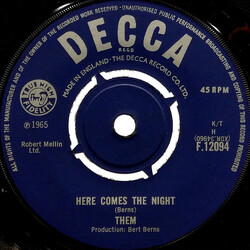 Them (3) Here Comes The Night USED VINYL 7INCH SINGLE 45 RPM