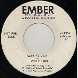 Justin Wilson Safe Driving USED VINYL 7INCH 45 RPM PROMO