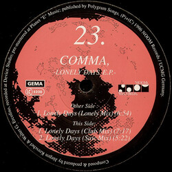 Comma Lonely Days E.P. USED VINYL 12INCH 33 S RPM EP