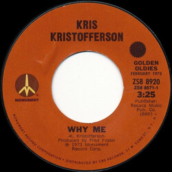 Kris Kristofferson Why Me / Jesus Was A Capricorn USED VINYL 7INCH 45 RPM REISSUE STYRENE