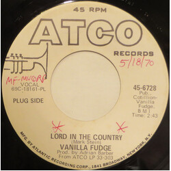 Vanilla Fudge Lord In The Country USED VINYL 7INCH 45 RPM SINGLE PROMO
