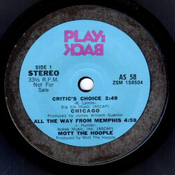 Various Play:Back USED VINYL 7INCH 33 S RPM PROMO STYRENE STEREO