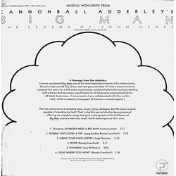 Cannonball Adderley Musical Highlights From Cannonball Adderley's "Big Man" USED VINYL LP SINGLE SIDED PROMO SAMPLER