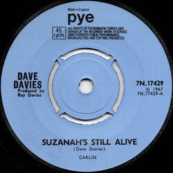 Dave Davies Suzanah's Still Alive USED VINYL 7INCH 45 RPM SINGLE