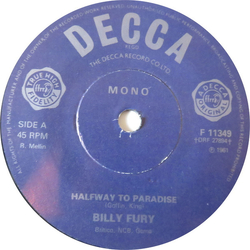 Billy Fury Halfway To Paradise Vinyl 7" USED