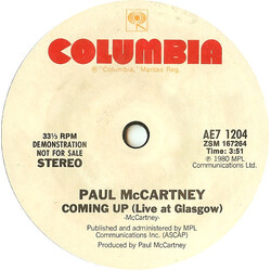 Paul McCartney Coming Up (Live At Glasgow) USED VINYL LP ALBUM STEREO + 7INCH 33 S RPM SINGLE SIDED SINGLE STYRENE STEREO
