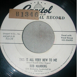 Bob Manning (2) This Is All Very New To Me / What A Wonderful Way To Die USED VINYL 7INCH 45 RPM PROMO