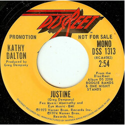 Kathy Dalton Justine USED VINYL 7INCH 45 RPM SINGLE PROMO STEREO MONO