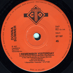 Donna Summer I Remember Yesterday Vinyl 7" USED