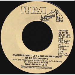 Waylon Jennings & Willie Nelson Mammas Don't Let Your Babies Grow Up To Be Cowboys USED VINYL 7INCH 45 RPM PROMO