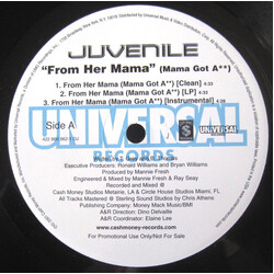 Juvenile (2) From Her Mama / Set It Off (Remix) USED VINYL 12INCH PROMO